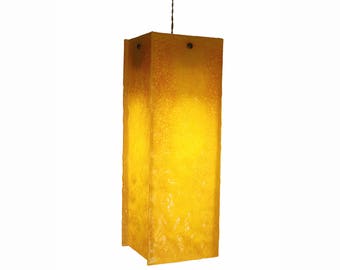 Fused Glass Pendant Light: Warm Yellow Artistic Ceiling Fixture