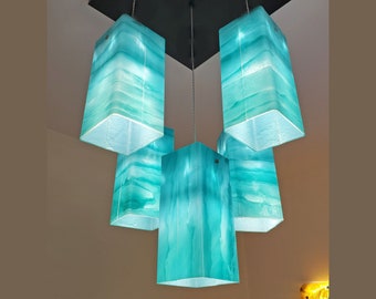 Fused glass pendant lights. Ceiling lights, pendant lighting, dining room lighting, large size