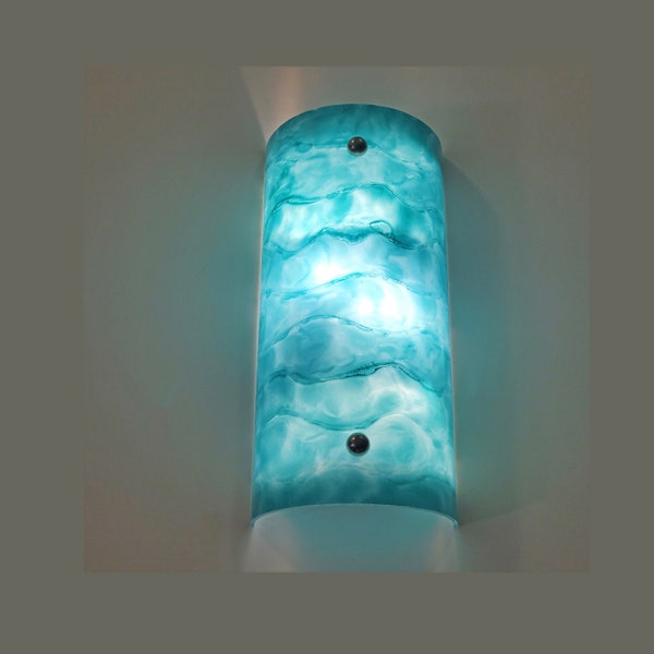 Art Glass Wall Sconce in color Maldives Waves.