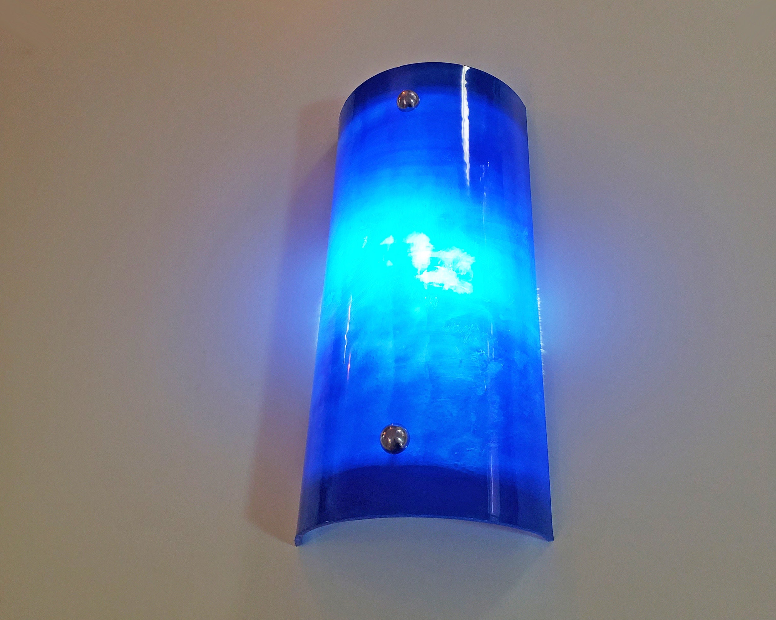 Art Glass Wall Sconce in organic Blue. Lighting sconce. Living Etsy
