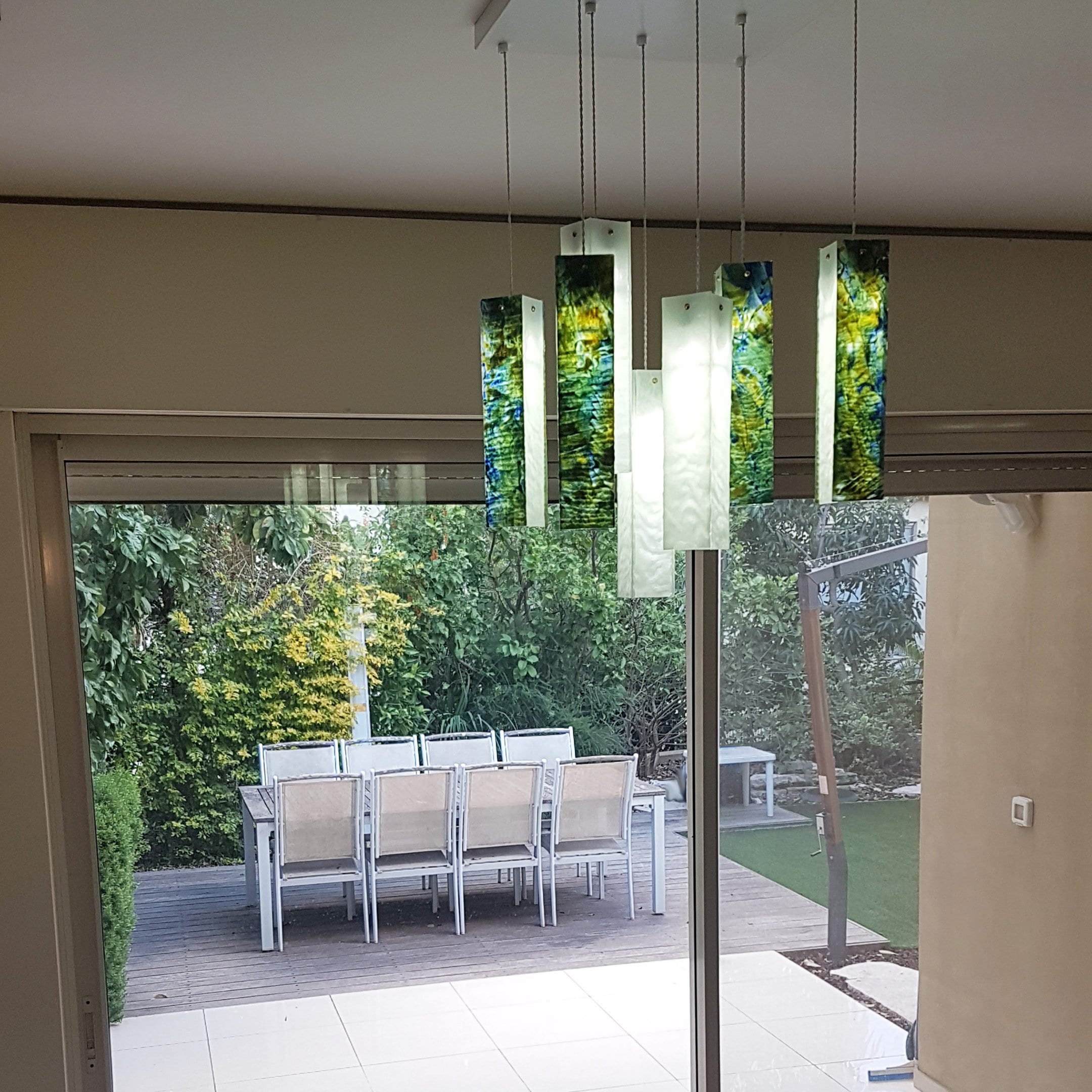 Blue green pendant lights deals