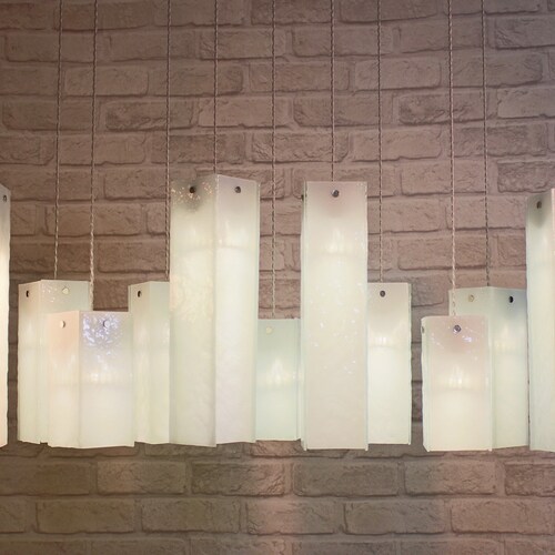 Fused Glass Pendant Lights city Lights. Chandelier - Etsy