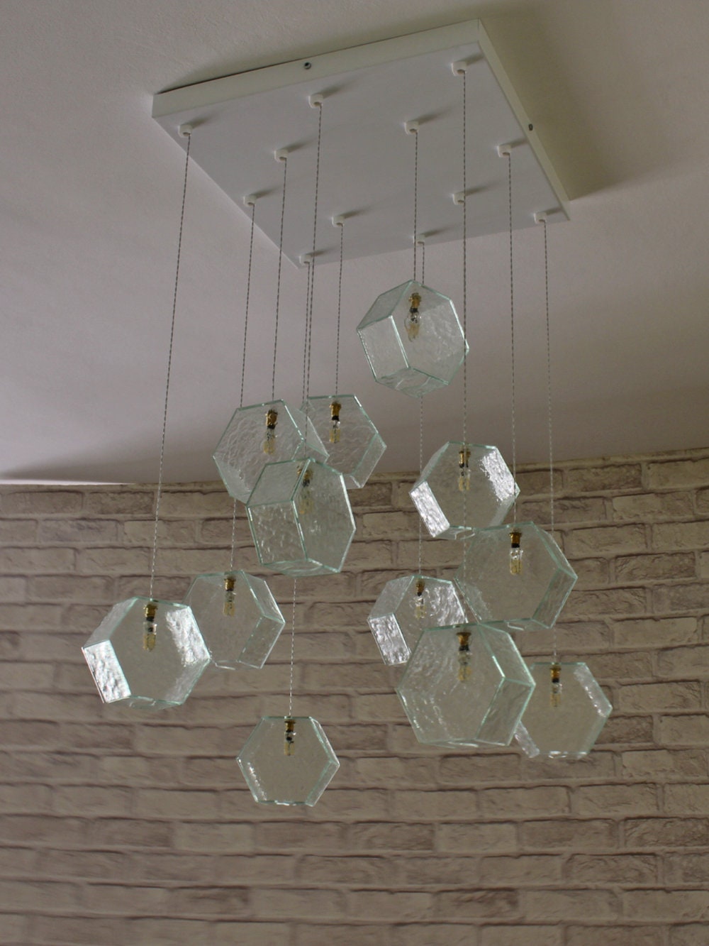 Hexagon glass 2024 pendant light