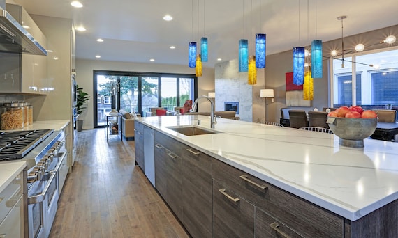 Fused Glass Kitchen Island Lighting: Customizable Pendant Chandelier