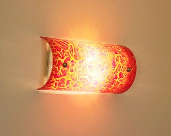 Fused Glass Wall Sconce. Red Crackle Design. Lighting sconce. Living room lights. Wall lamp.