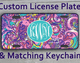 Monogrammed Personalized License Plate Vanity Tag Lilly Pulitzer Inspired #1016
