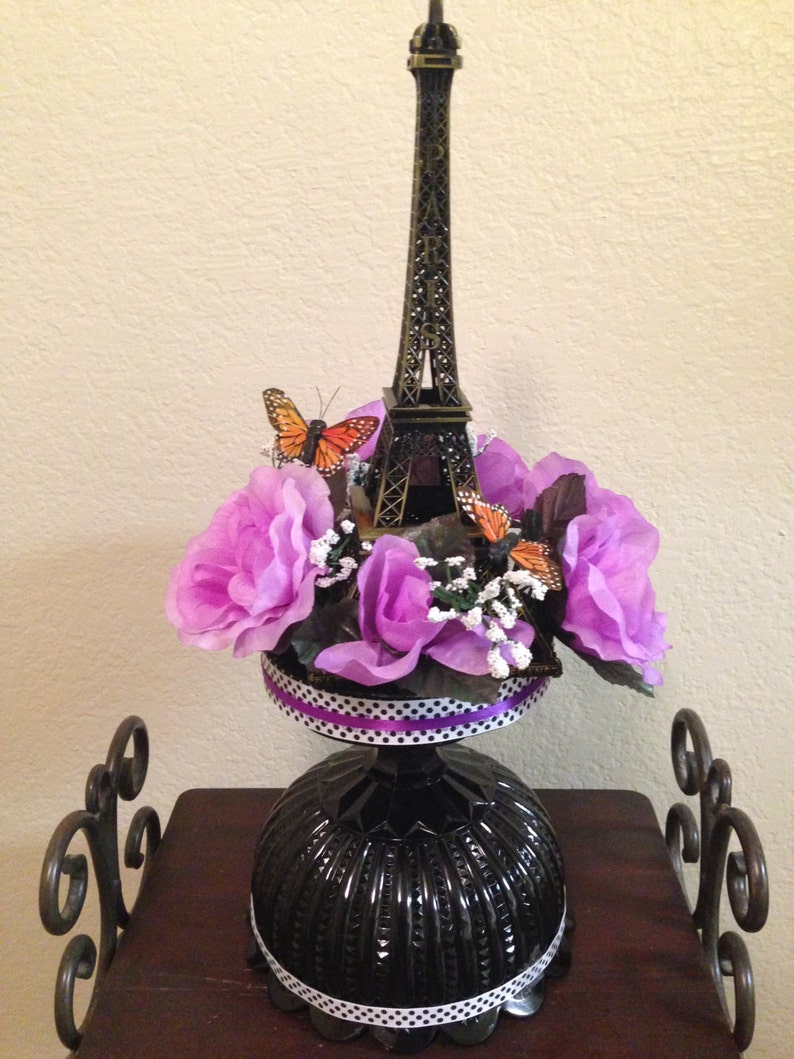 Eiffel Tower Centerpiece with butterflies and flowers for a Etsy