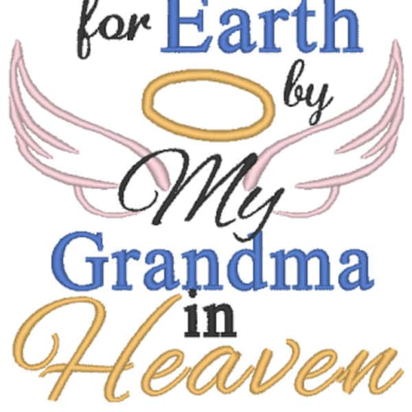 Hand Picked for Earth by my Grandma in Heaven Embroidery Design, Newborn Embroidery Design, Baby Embroidery Design, Angel Embroidery Design