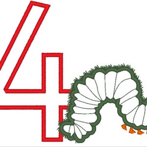 Hungry Caterpillar Embroidery Design, Caterpillar Applique Embroidery Design, Fourth Birthday Design,