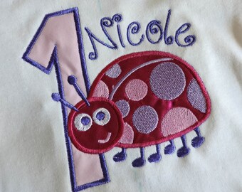 First birthday ladybug embroidery design, LadyBird Applique design, Ladybird Embroidery Applique, 1st Birthday Ladybug Design, Cute Ladybug