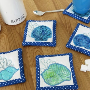 In the Hoop Coasters Pack- 4 designs - ITH Summer Project - ITH embroidery design, Seashells Coasters, All in the hoop Coasters - No Sewing
