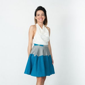 grey and blue wrap skirt, upcycled lennylamb cotton, coolawoola image 1
