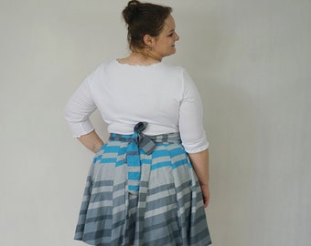 blue and gray mini wrap skirt plus size upcycled coolawoola