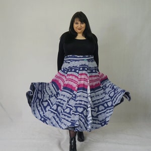 folk pattern floor length wrap skirt organic cotton