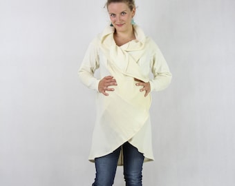 Cashmere Maternity Sweater, White Upcycled Pregnancy Multifunction Coat by Coolawoola