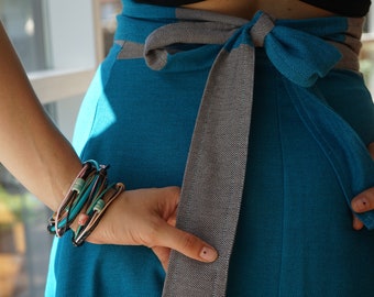 blue and gray midi wrap skirt cotton coolawoola