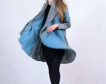 Grey Comfortable Coat Eco Coat Original Blue Cloak Fashionable Coolawoola