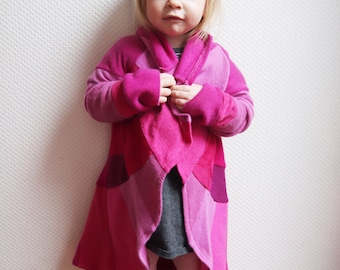 girls pink cardigan upcycled pure cashmere cape