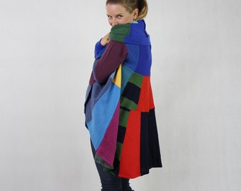 Multicolor Maternity Cardigan, Pregnancy Multifunction Coat by Coolawoola, Upcycled Mums Cape