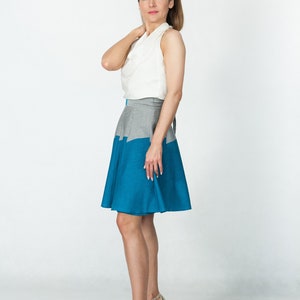 grey and blue wrap skirt, upcycled lennylamb cotton, coolawoola image 4