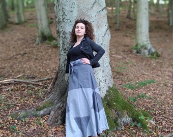 gray cotton long skirt, floor length skirt coolawoola, forest power skirt for witch