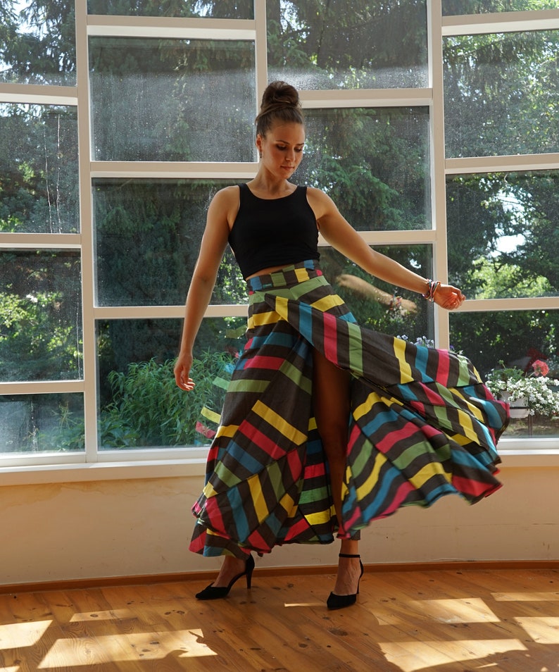 floor length colorful wrap skirt organic cotton coolawoola image 10