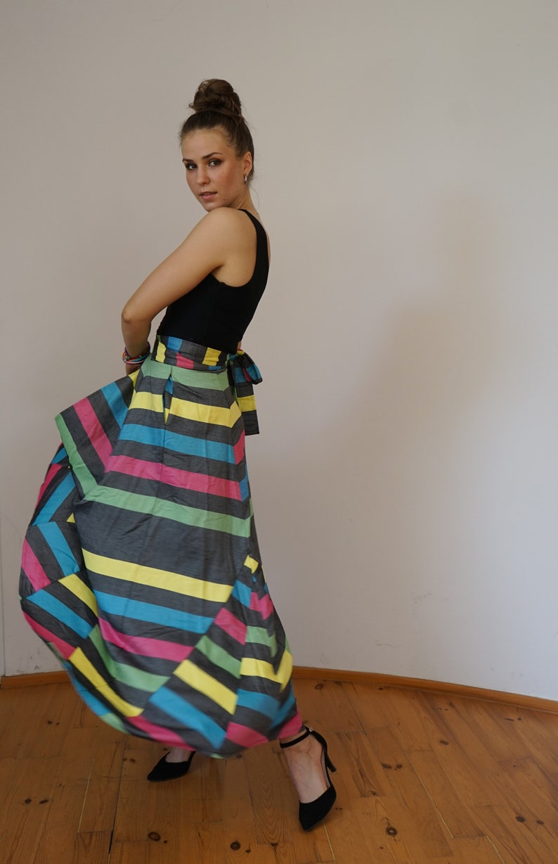 floor length colorful wrap skirt organic cotton coolawoola image 5