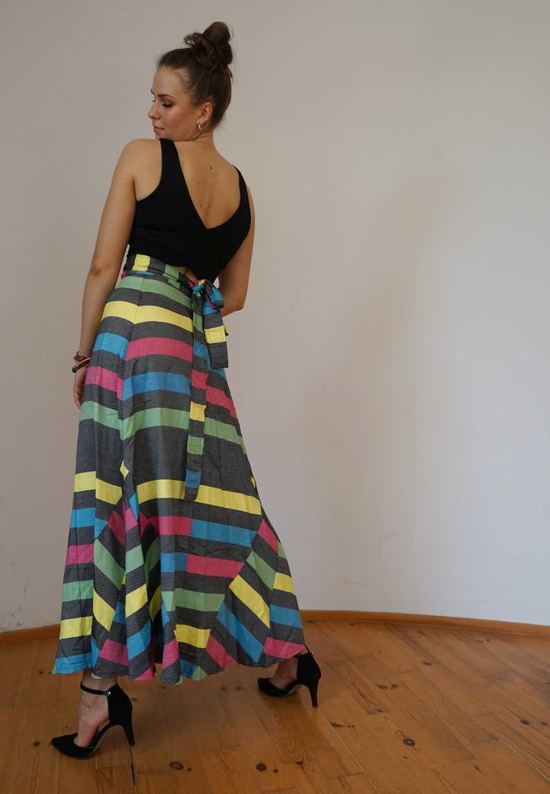 floor length colorful wrap skirt organic cotton coolawoola image 6