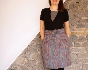 pencil wrap skirt, deep blue, organic cotton, coolawoola
