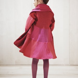Roter Mädchen Mantel Reine Schurwolle Cape Unikat Rosa Rot Mantel Upcycled Pullover Baby Mantel