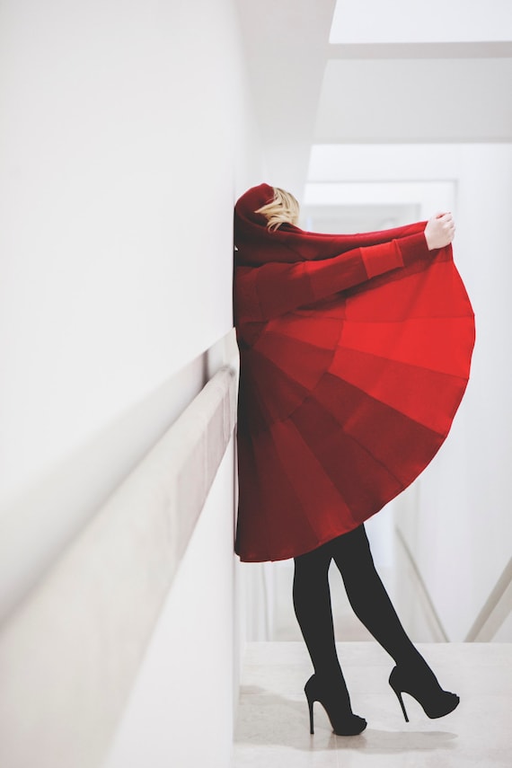 Pure Cashmere All Sizes Made to Order Upcycled Sweater Red Cashmere Coat Organic Clothes by Coolawoola Cardigan