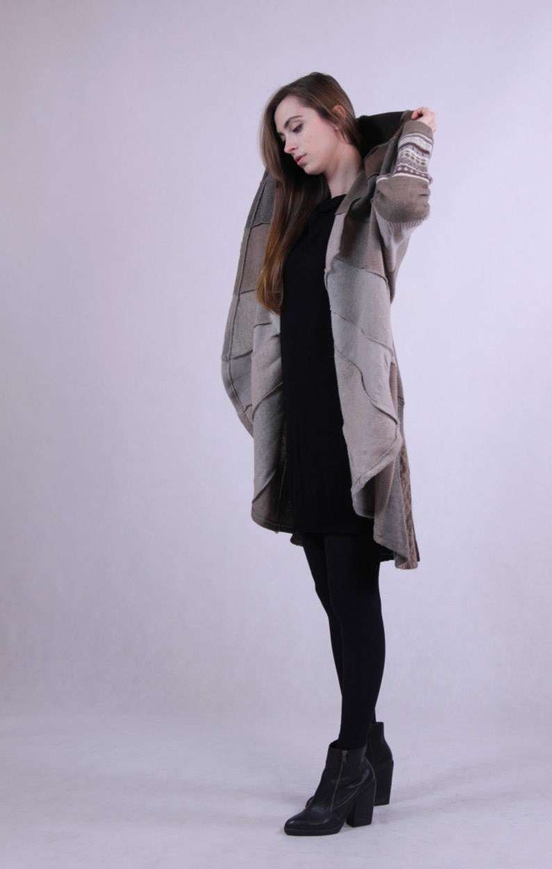 Plus Taille Wool Coolawoola Manteau Beige Hooded Spring Coat Perfect Circle Stylish Coat Wool Cape image 3