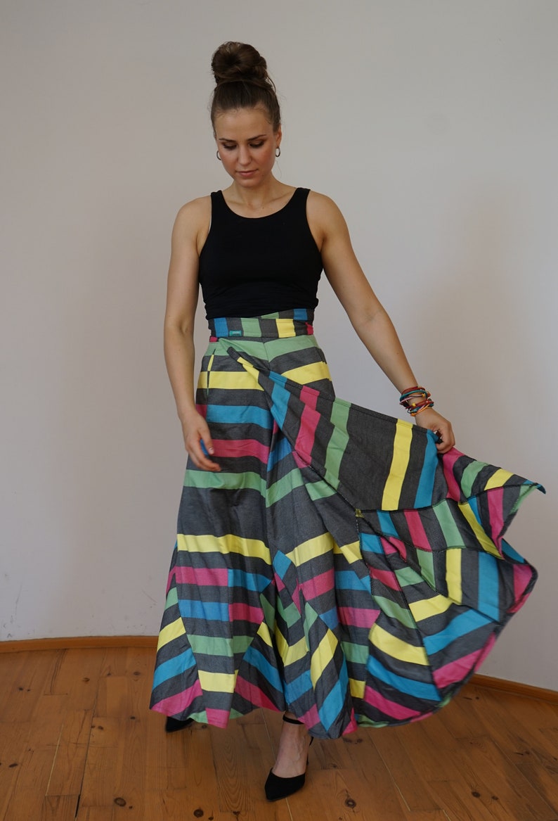 floor length colorful wrap skirt organic cotton coolawoola image 4