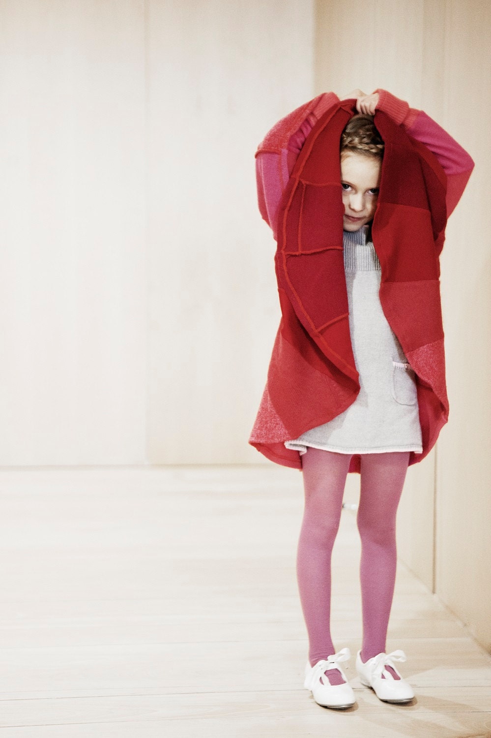 Red Girls Coat Pure New Wool Cape Unique Pink Red Coat - Etsy