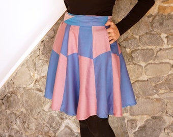 pink and blue checkers wrap skirt upcycled coolawoola
