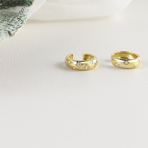 Gold Celestial CZ Ear Cuff: 18k Gold Plated Sterling Silver, Non-Pierced
