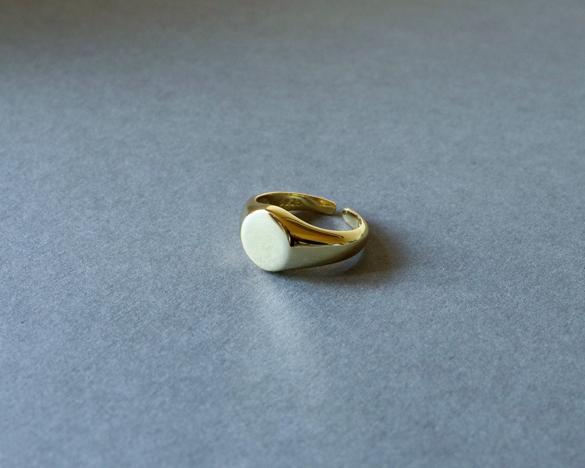 Gold Vermeil Ring Adjustable Gold Ring Monogram Ring Etsy