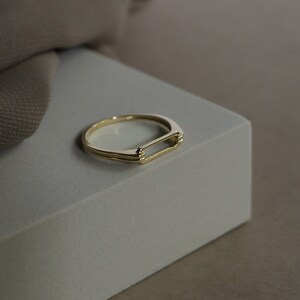 9k Solid Gold Geometric Ring: Minimalist Stacking Jewelry