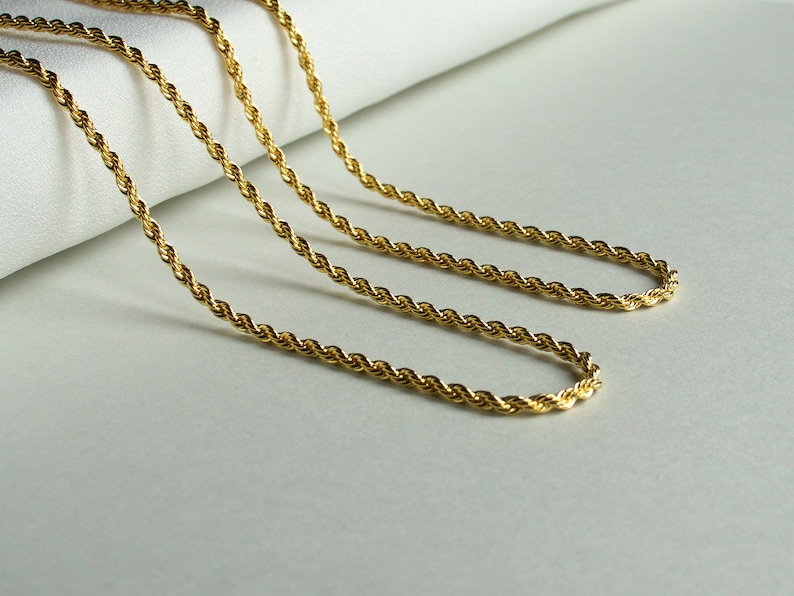 24k Gold Filled Rope Chain Necklace 2mm Dainty Layering - Etsy