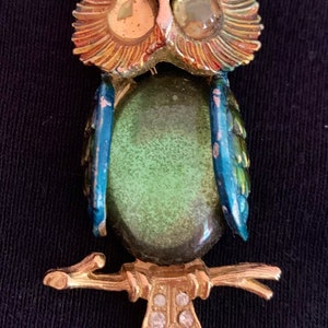 Rhinestone Owl Brooch / Pin