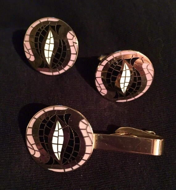 Swank Mosaics Cufflink & Tie Clip Set
