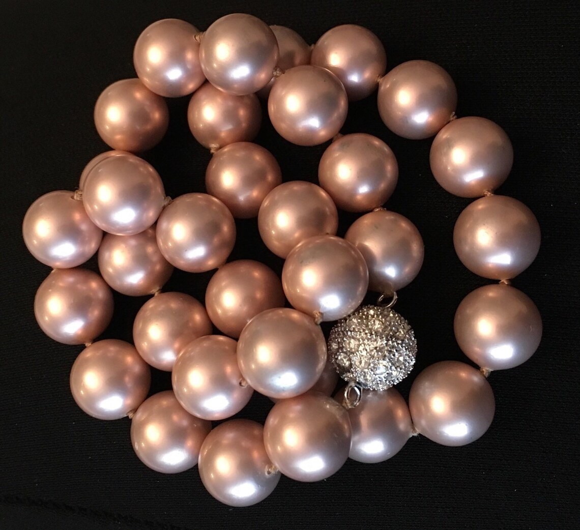 Faux Pink Pearl Necklace Etsy