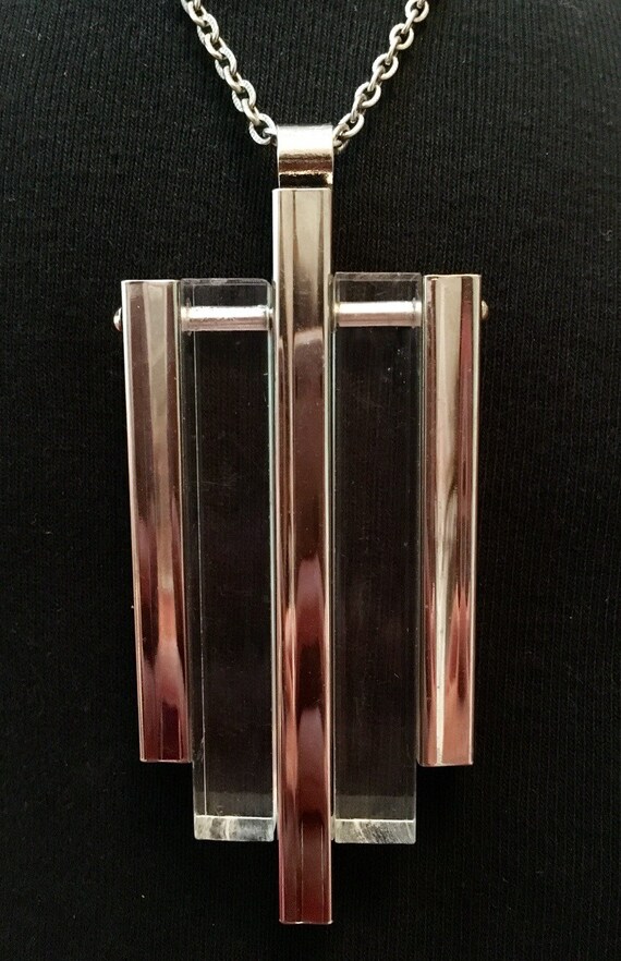 Mid Century Lucite & Chrome Necklace