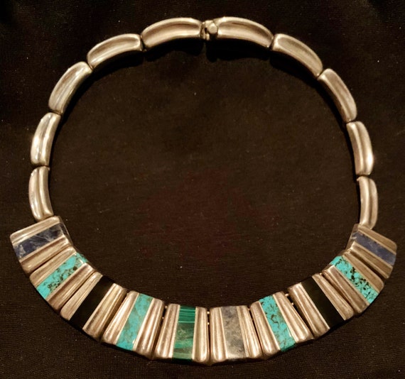 Inlaid Sterling Necklace Gem