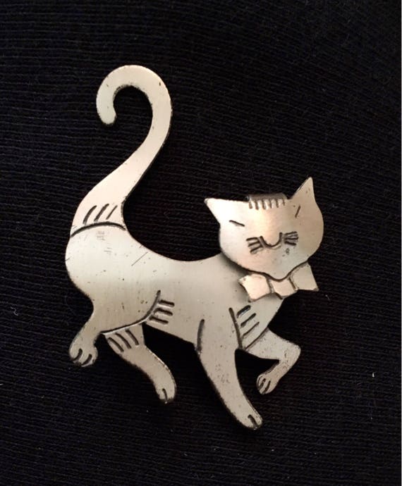 Danecraft Sterling Cat Brooch / Pin - image 1