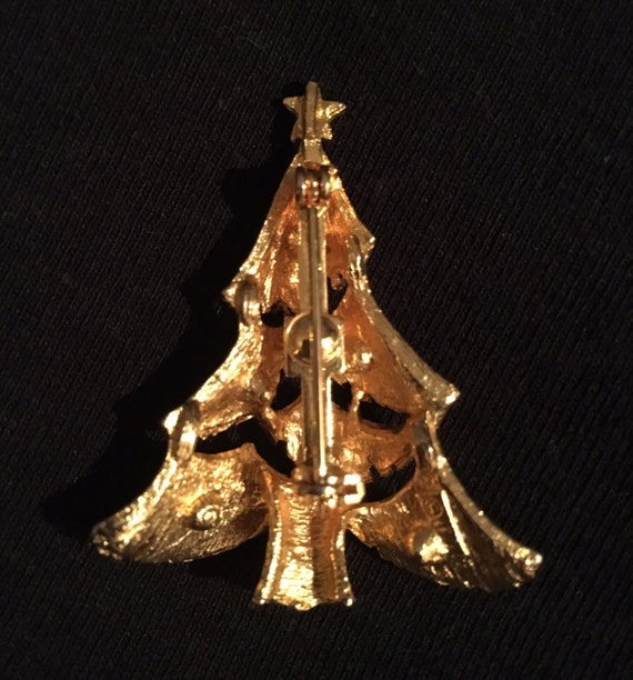 JJ Rhinestone Christmas Tree Brooch / Pin - image 2