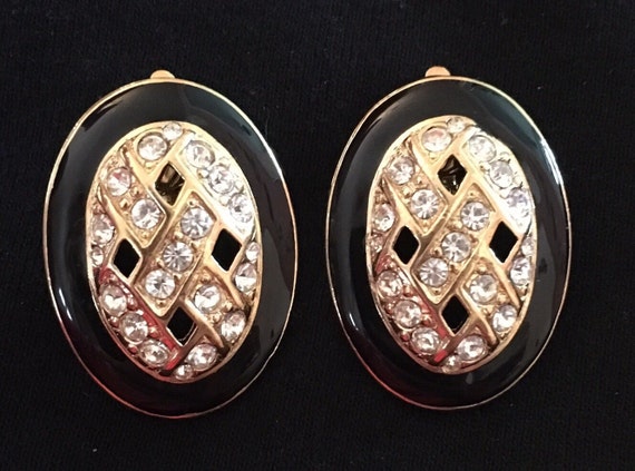 Trifari Comfort Clip Rhinestone Earrings Etsy
