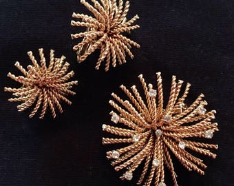Mid Century Atomic Brooch / Pin and Earring Set