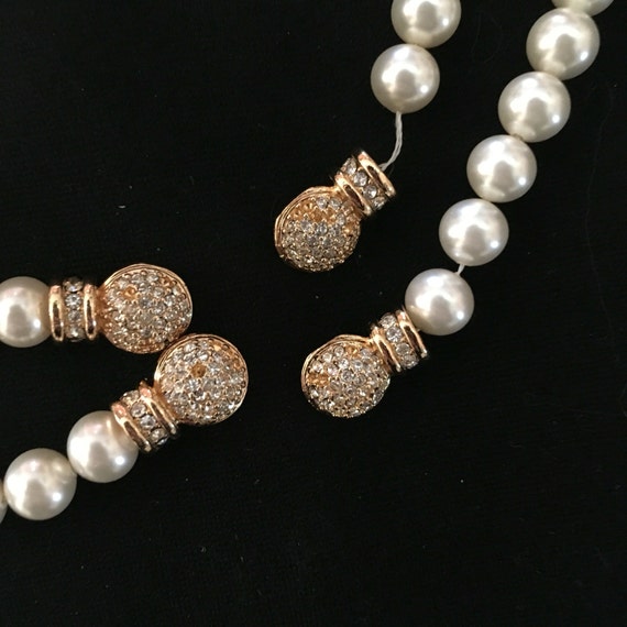 Pair of Faux Pearl and Rhinestone Necklaces - image 4