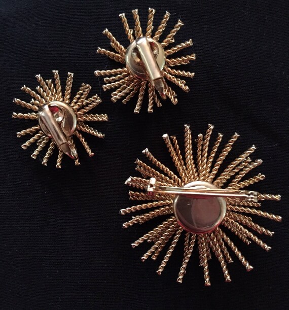 Mid Century Atomic Brooch / Pin and Earring Set - image 3